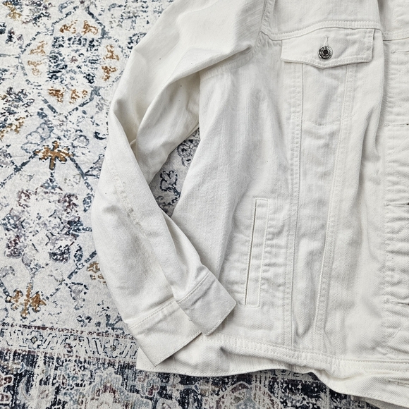 Old Navy White Button Down Long Sleeve Denim Jacket XXL - Picture 2 of 6